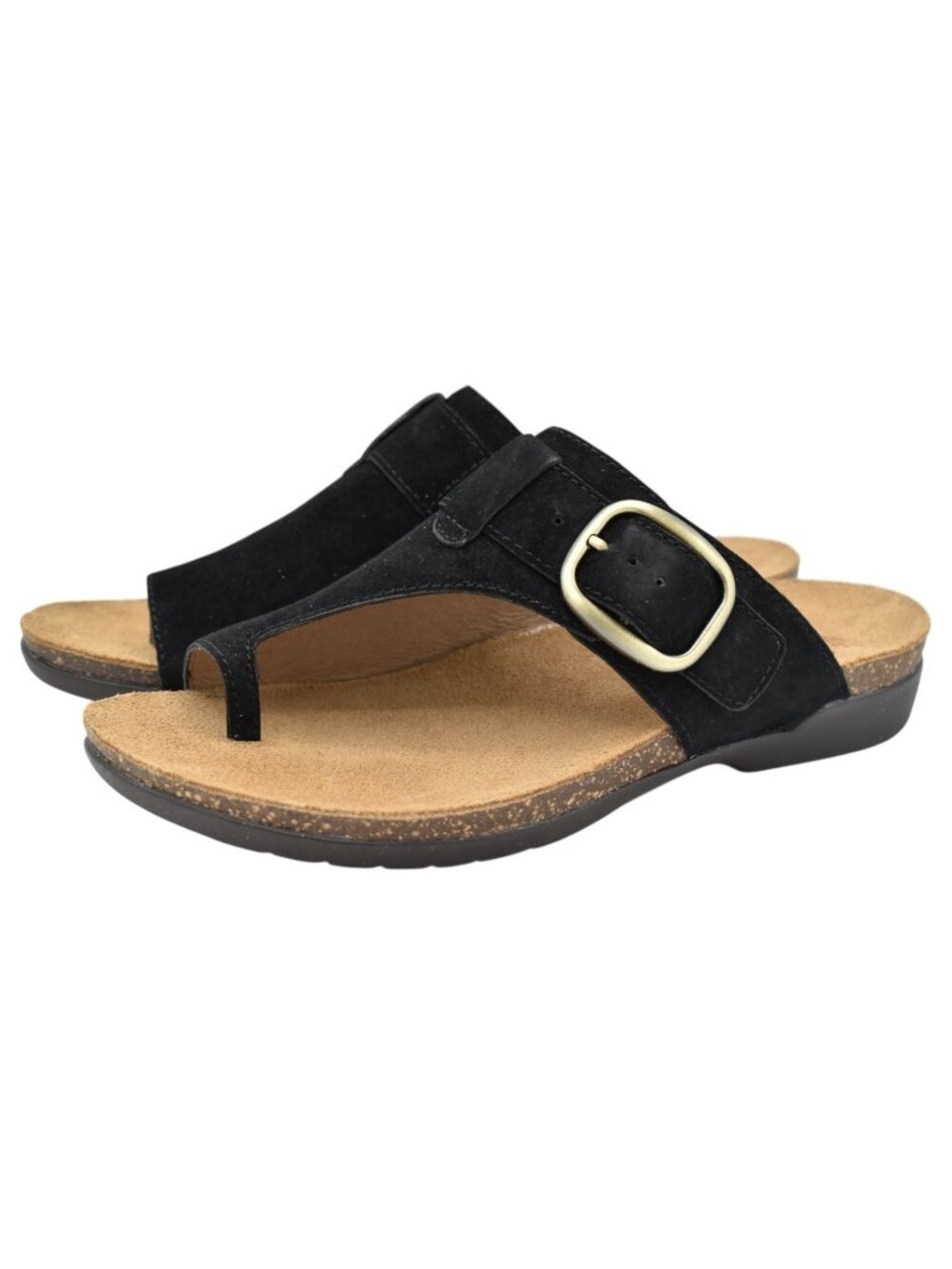 Dansko Womens EU Size 40 Rylee Black Suede Buckle Toe Loop Sandals Shoes